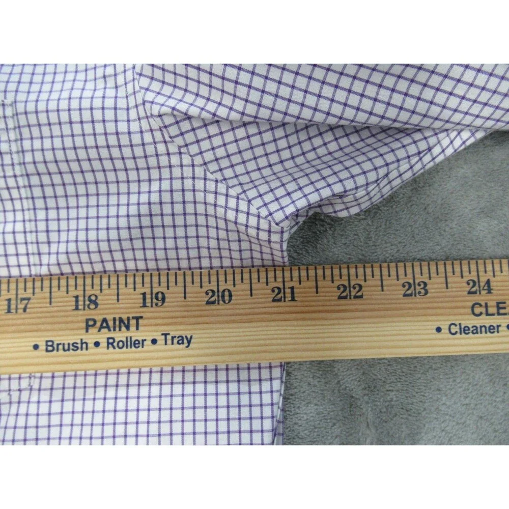J. CREW Thompson Shirt Men’s Large 16-16.5 Wrinkle Free Long Slv Check Purple